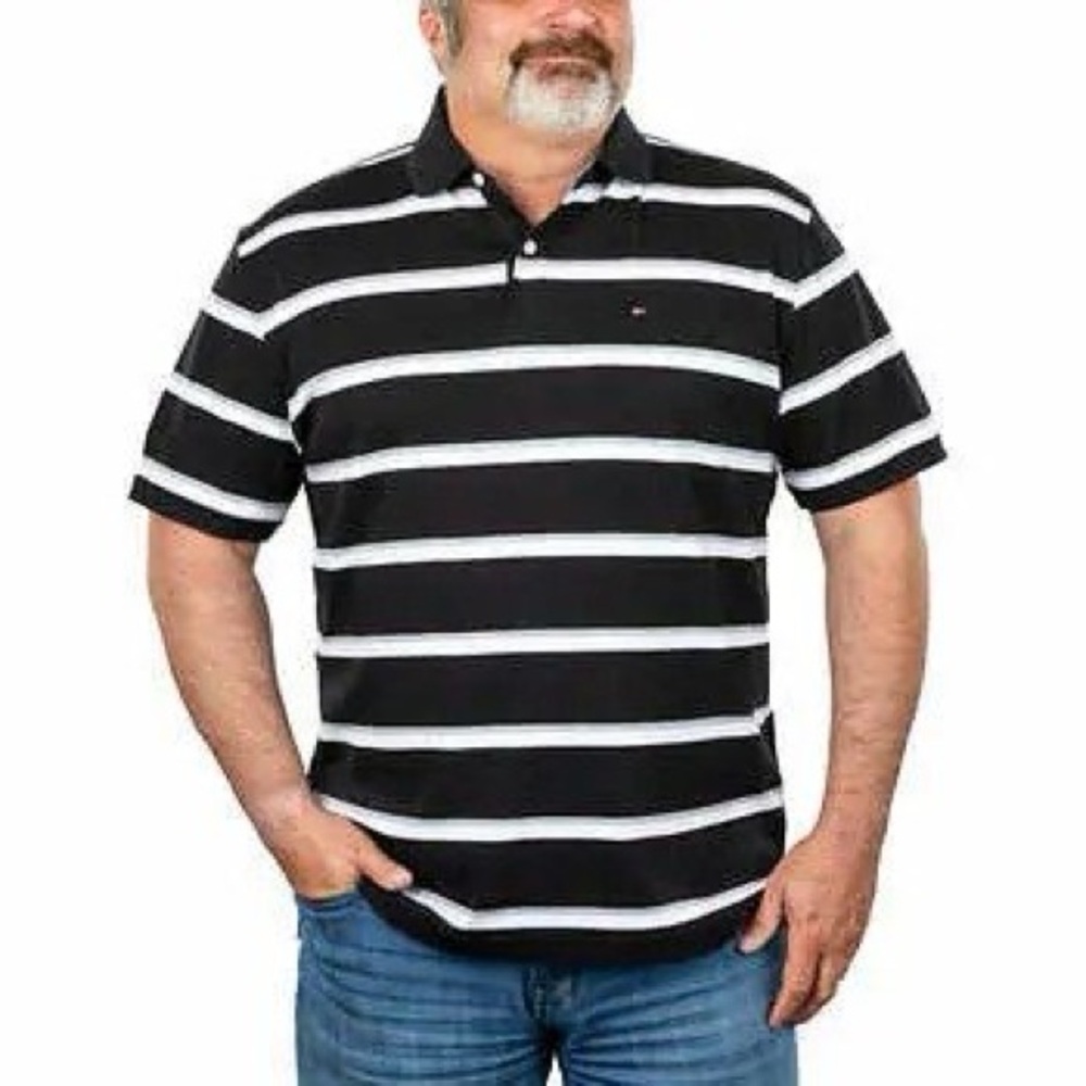 Tommy Hilfiger Black and White Polo Shirt size XL NWT 26” P2P